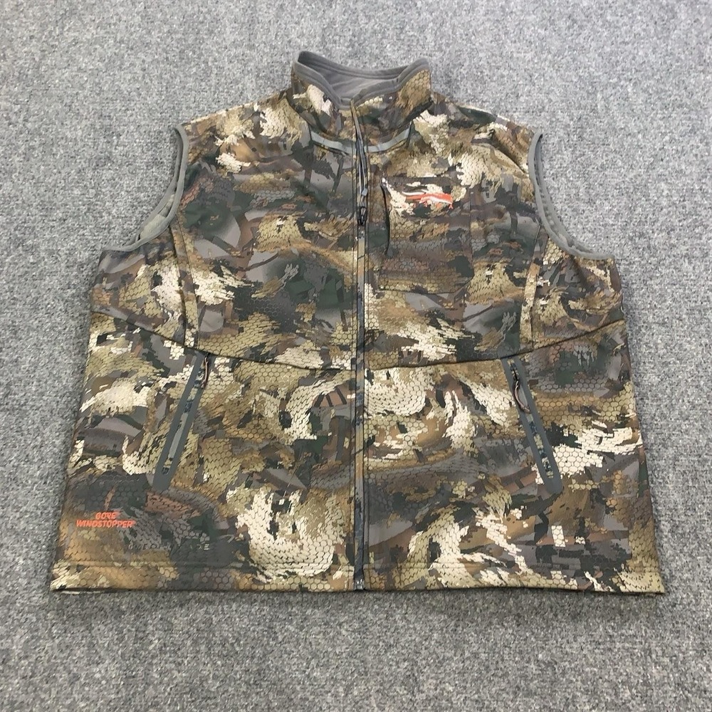 Sitka Dakota Vest Mens 3XL Timber Camo Gore Windstopper Full Zip Hunting